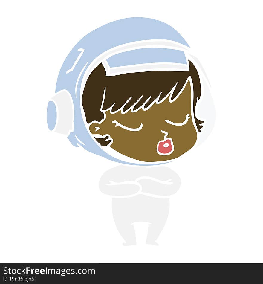 flat color style cartoon pretty astronaut girl