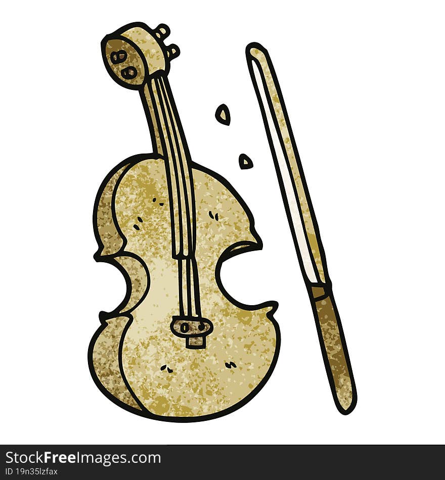 Cartoon Doodle Violin And Bow