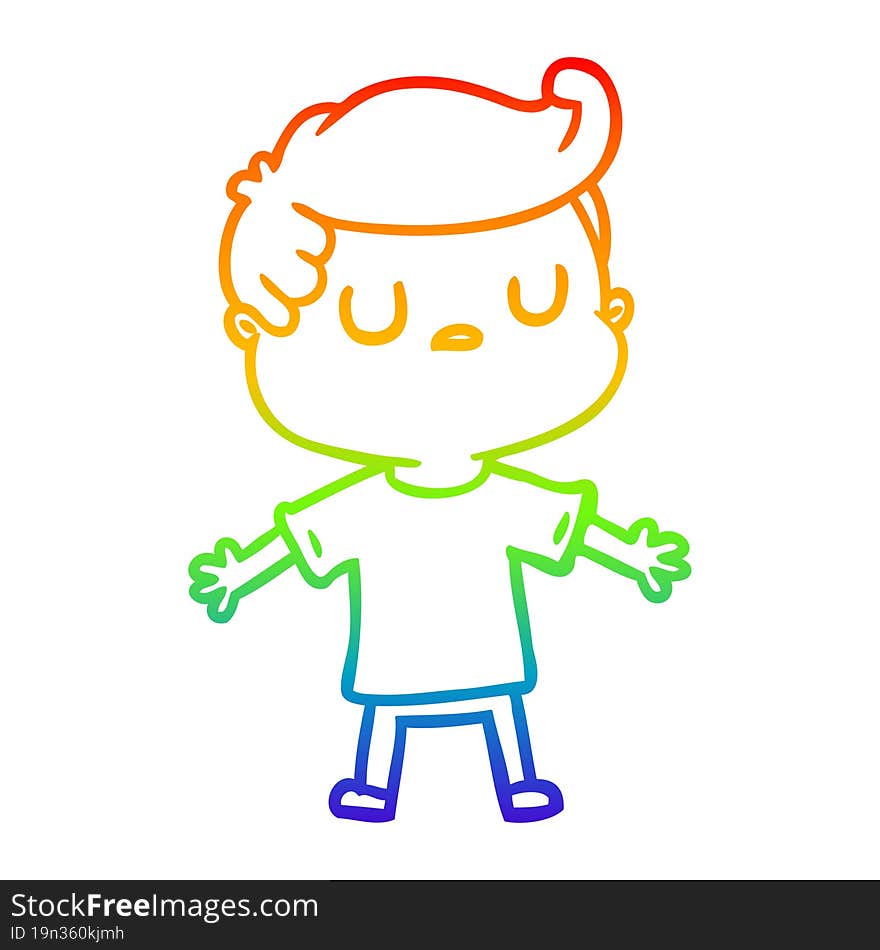 rainbow gradient line drawing of a cartoon aloof man