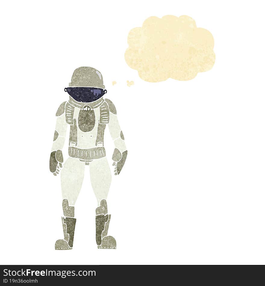 cartoon astronaut with thought bubble