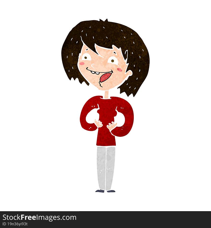 cartoon excited woman