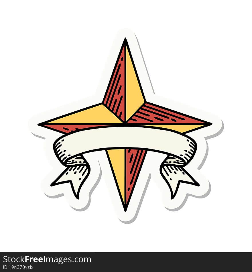 Tattoo Sticker With Banner Of A Star