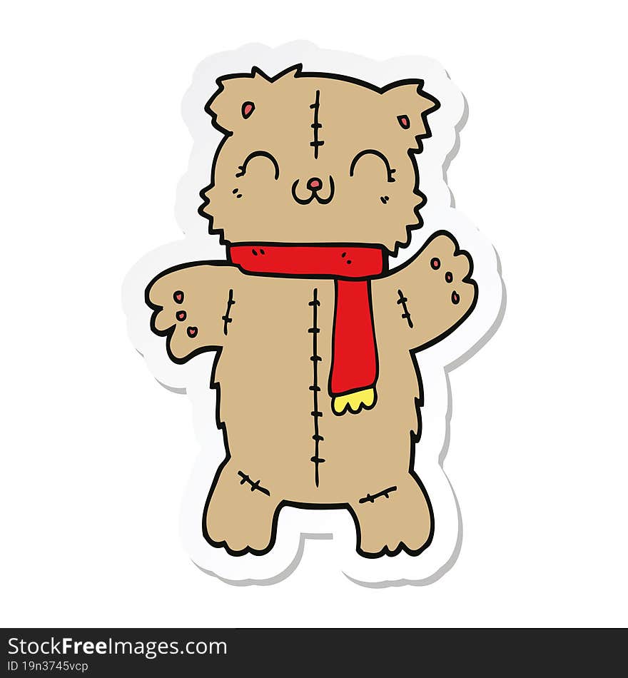 Sticker Of A Cartoon Teddy Bear