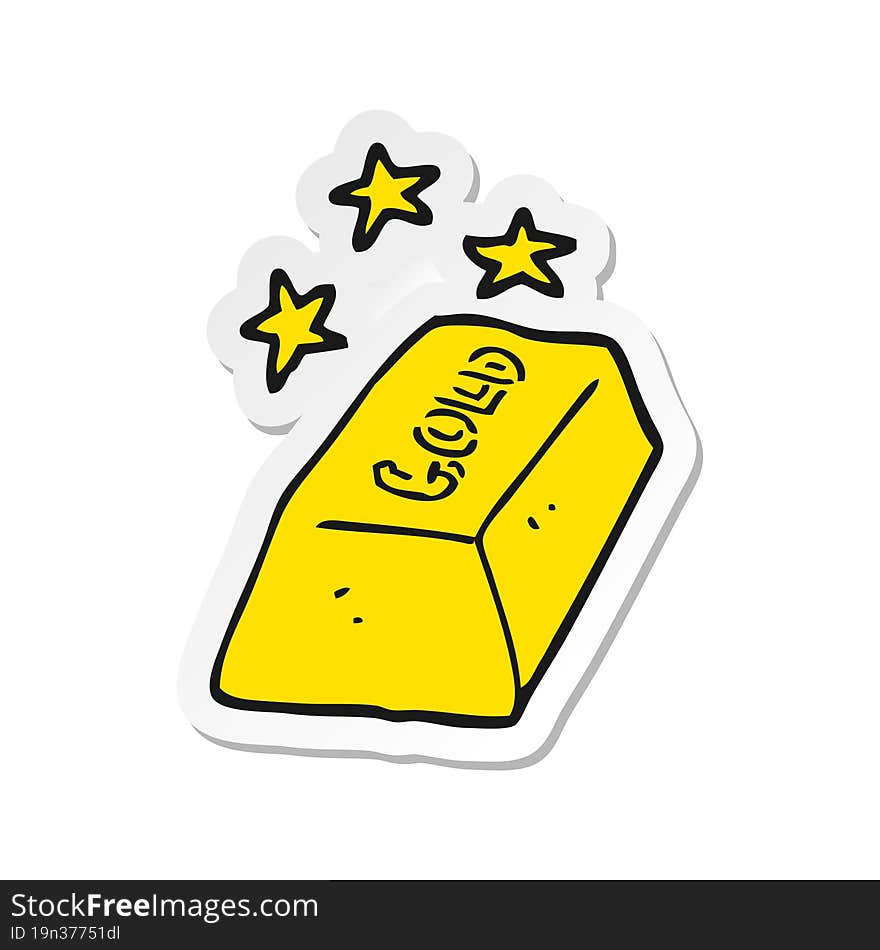 Sticker Of A Cartoon Bar Of Gold