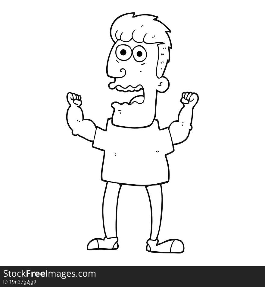 Black And White Cartoon Stressed Man