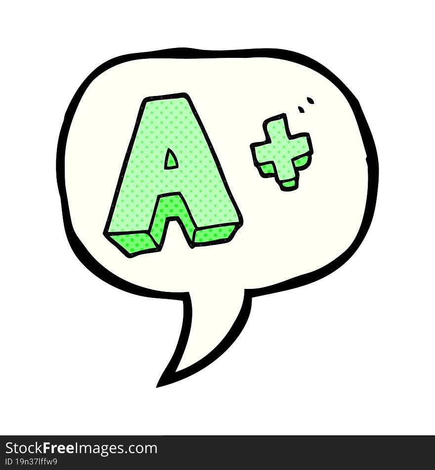 comic book speech bubble cartoon A grade symbol