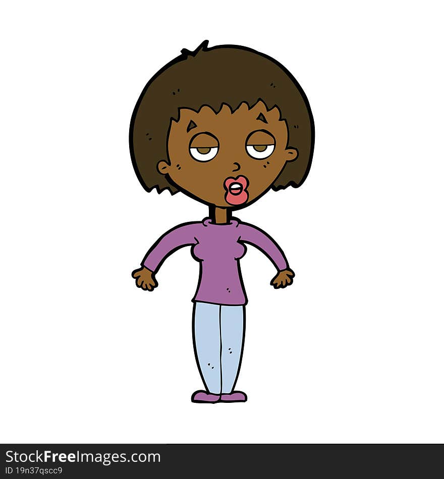 cartoon woman shrugging shoulders