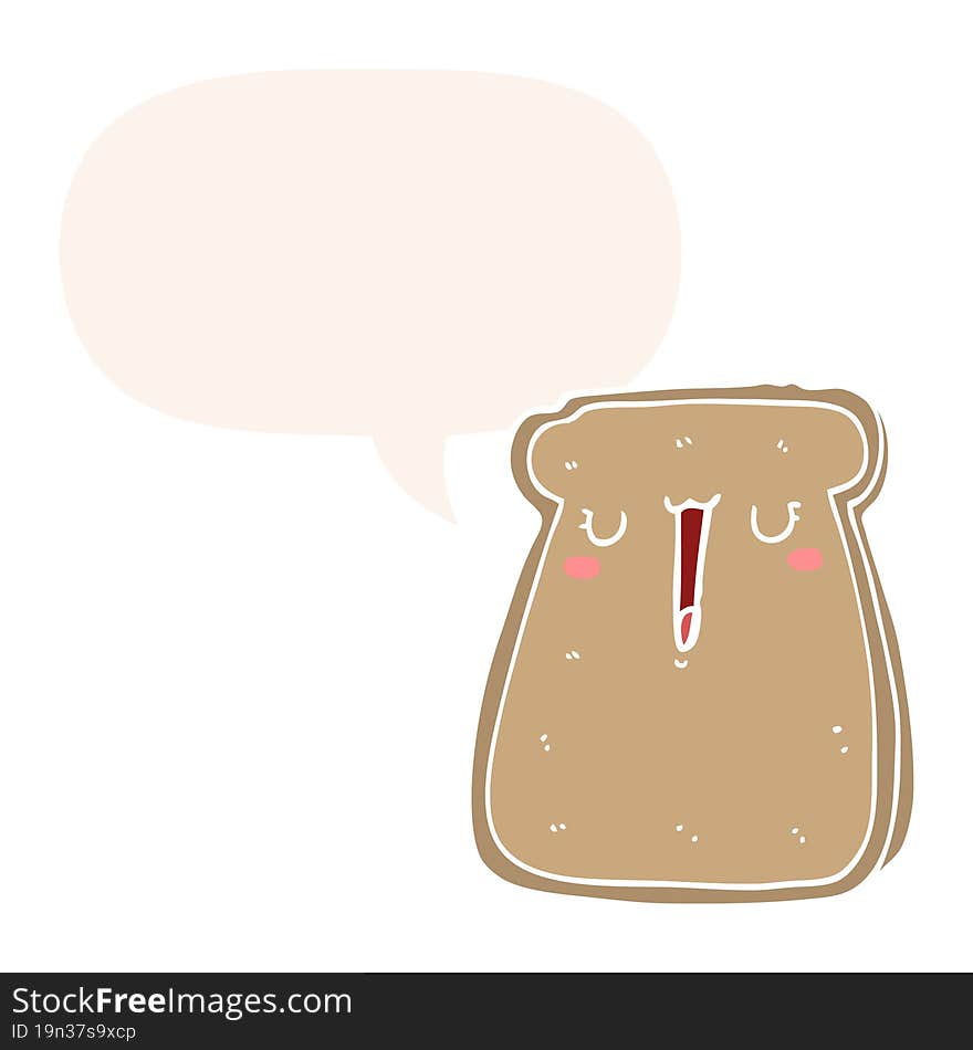 Cartoon Toast And Speech Bubble In Retro Style