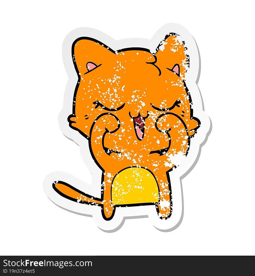 distressed sticker of a cartoon cat