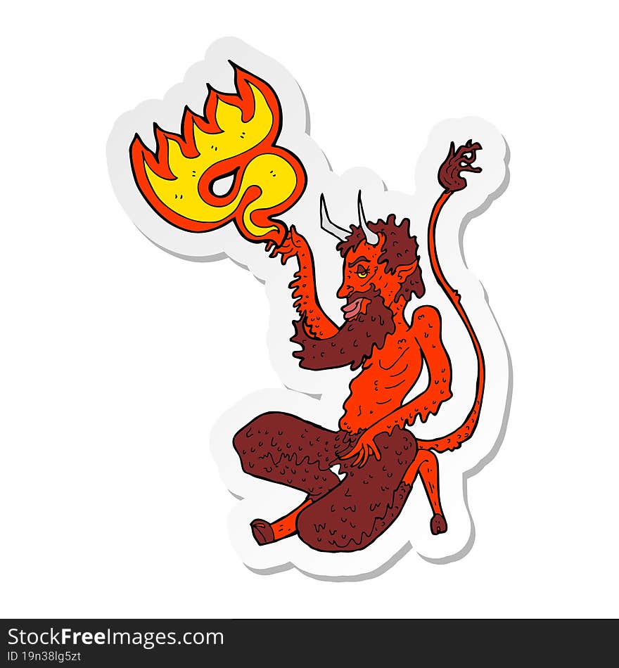 sticker of a cartoon traditional devil