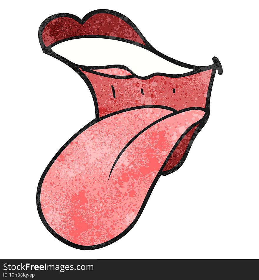 textured cartoon mouth sticking out tongue