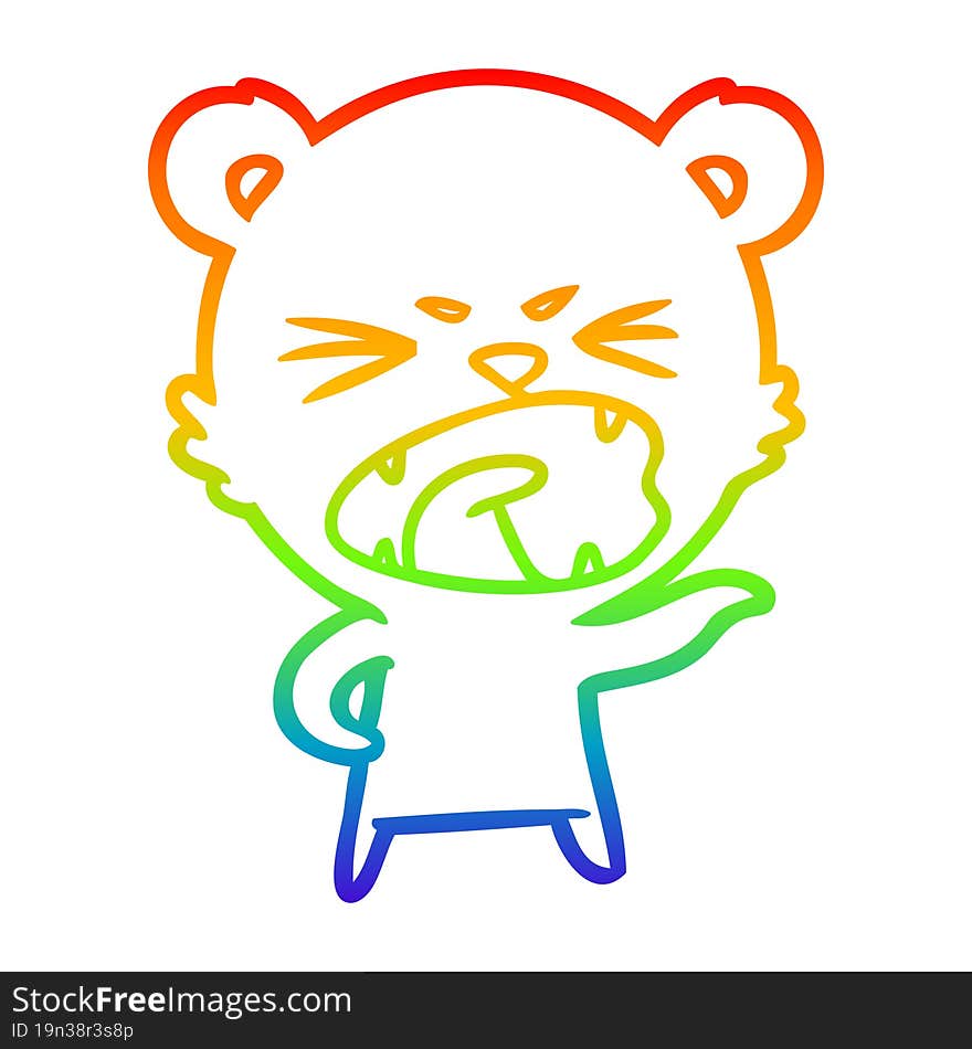 rainbow gradient line drawing angry cartoon polar bear