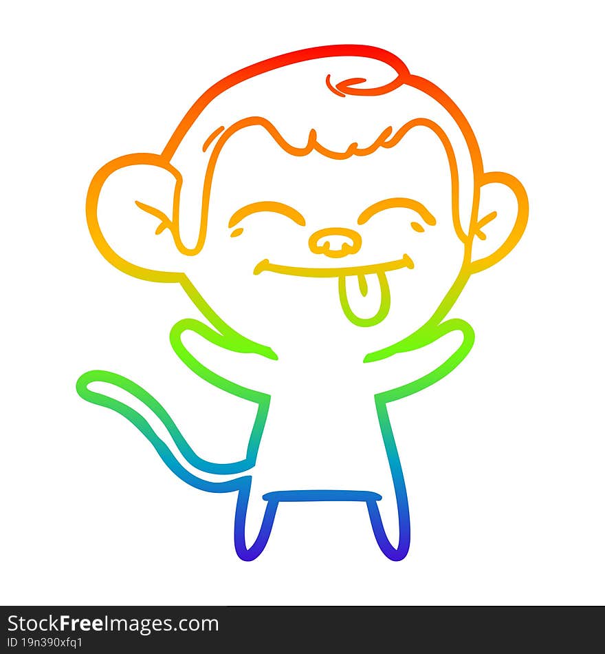 rainbow gradient line drawing funny cartoon monkey