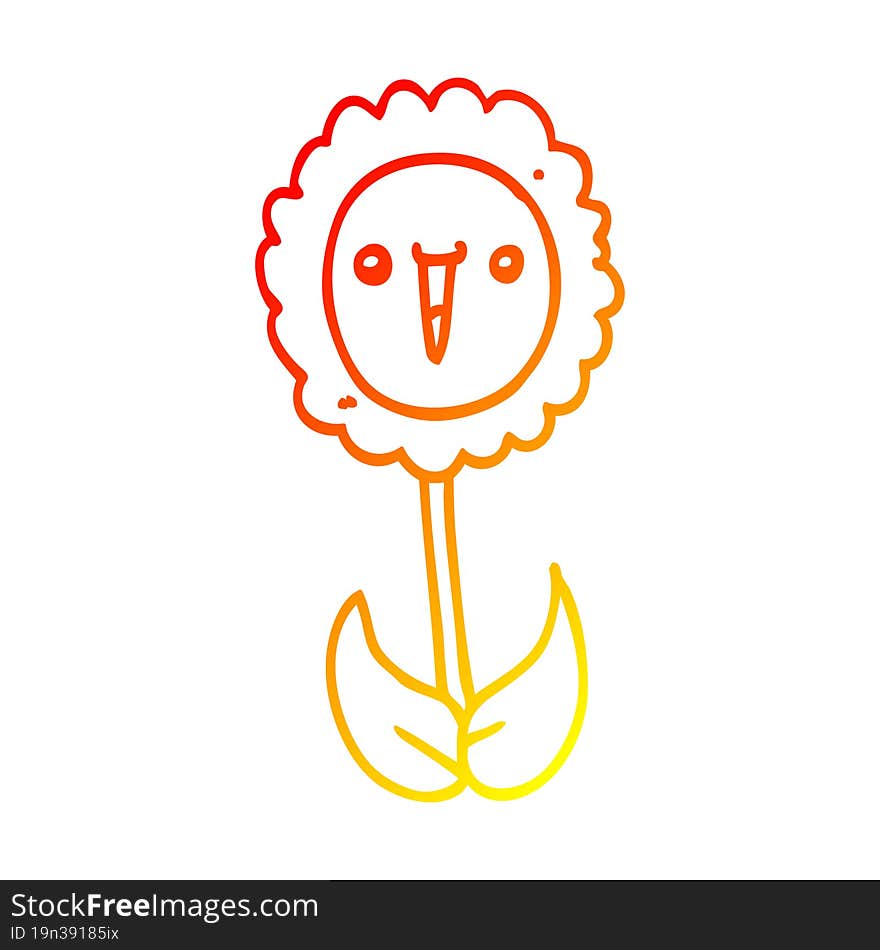 warm gradient line drawing of a cartoon flower