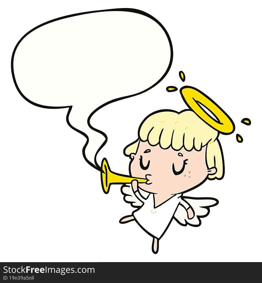 cute cartoon angel and speech bubble