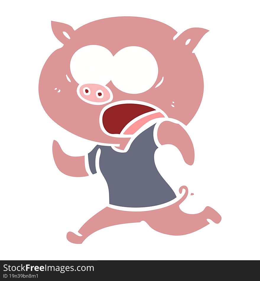 Flat Color Style Cartoon Pig Running Away