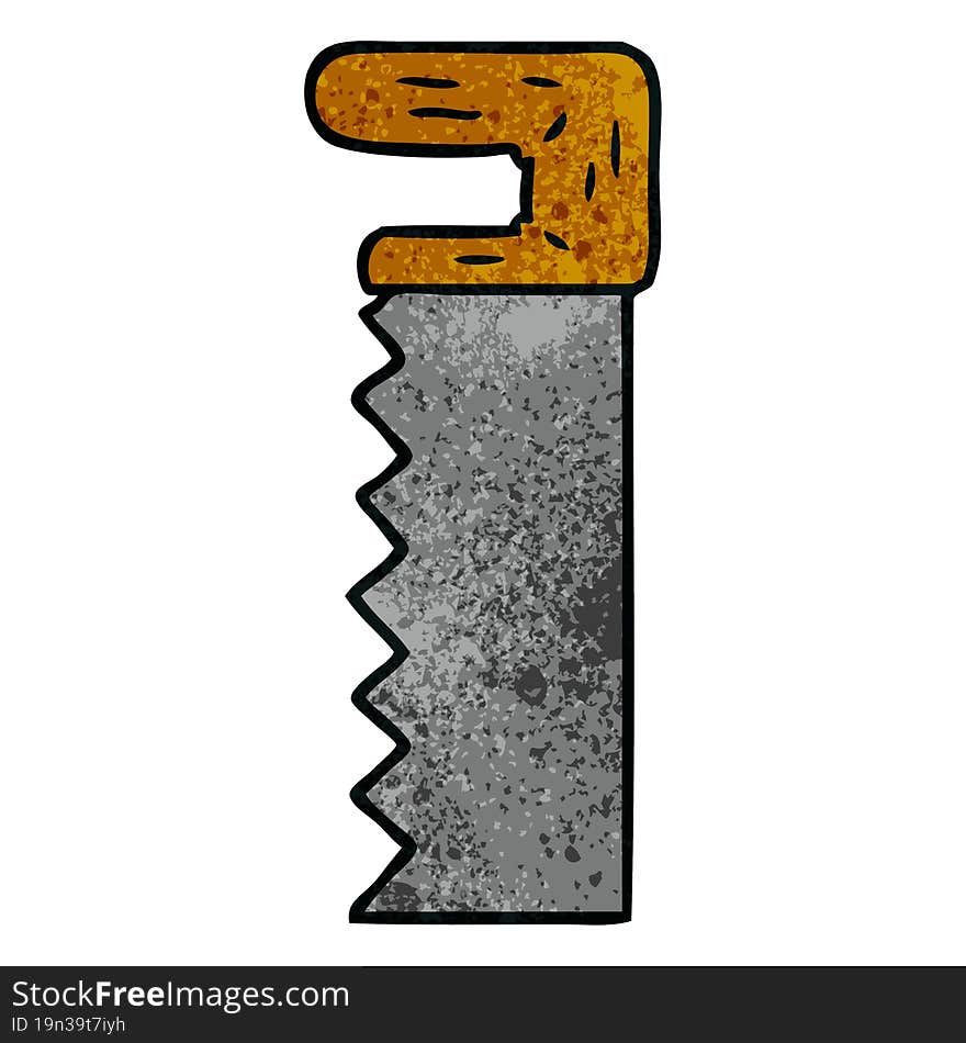 textured cartoon doodle of a metal saw