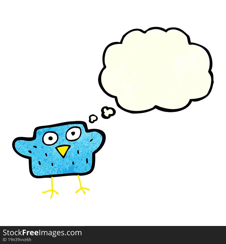 cartoon bird with thought bubble