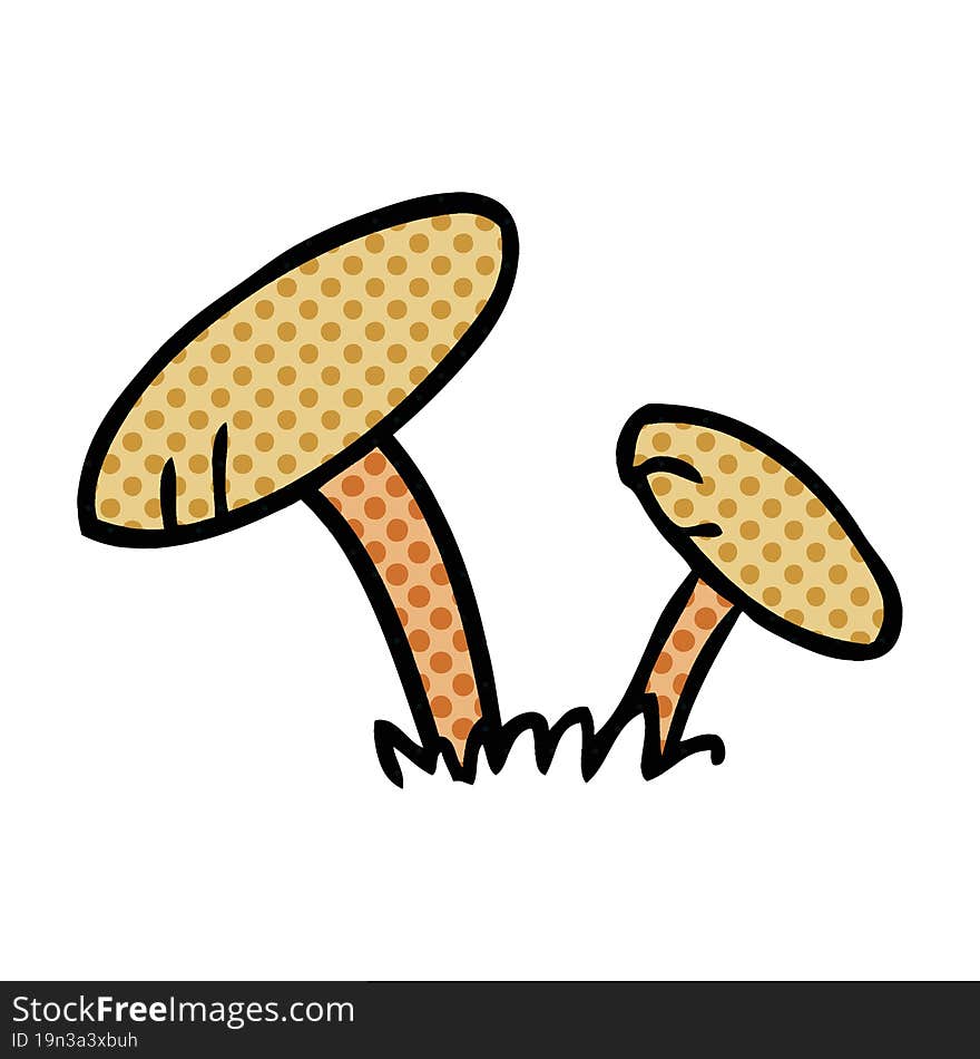 Cartoon Doodle Of Some Mushrooms