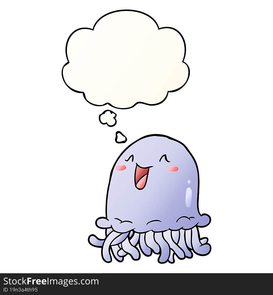 cartoon jellyfish and thought bubble in smooth gradient style