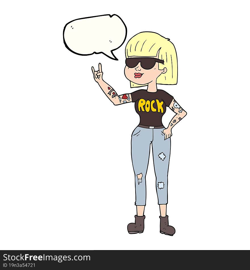 speech bubble cartoon rock woman