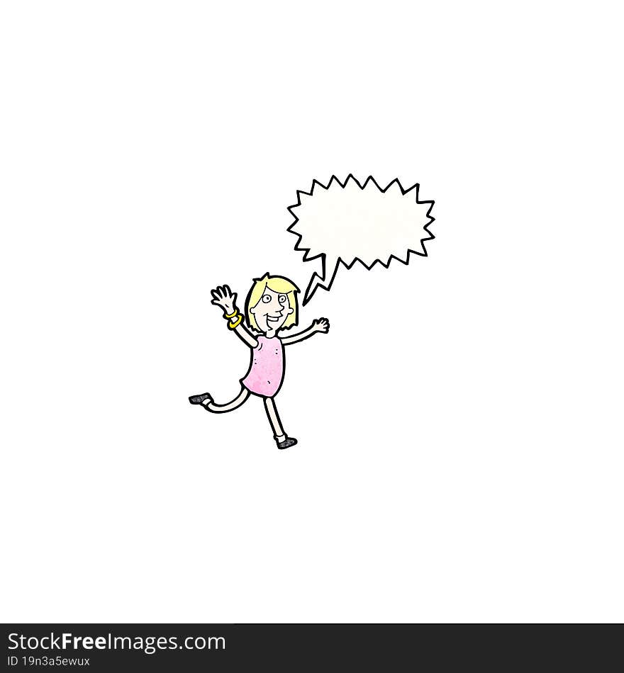 Cartoon Joyful Woman Shouting