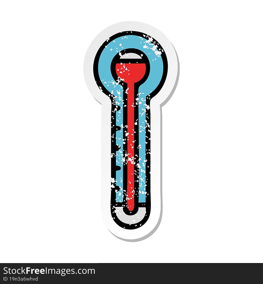 distressed sticker of a cute cartoon glass thermometer