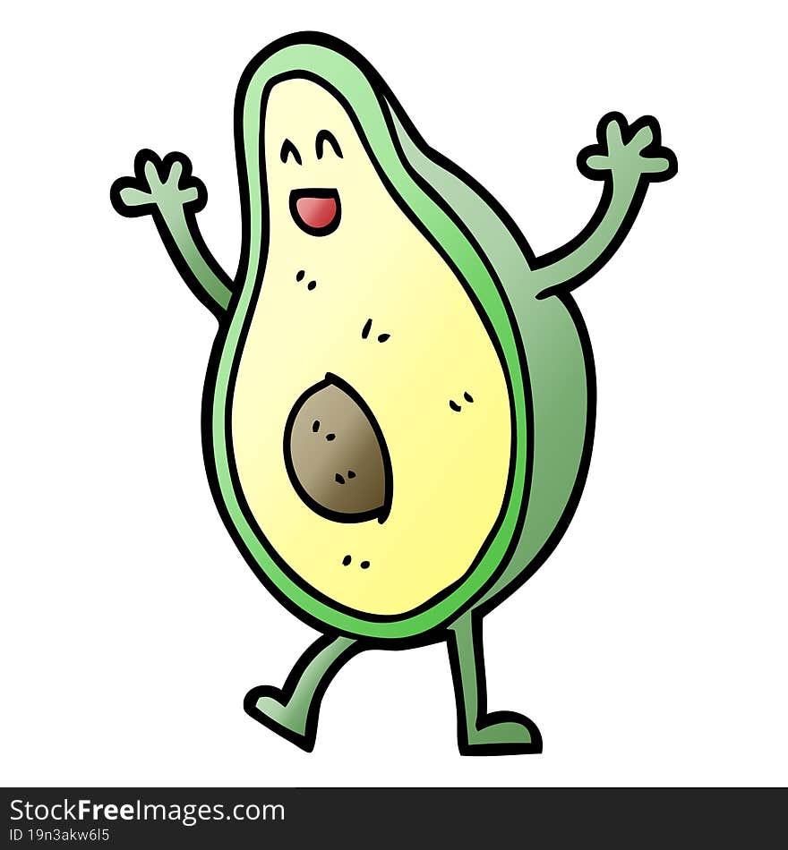 cartoon doodle dancing avocado