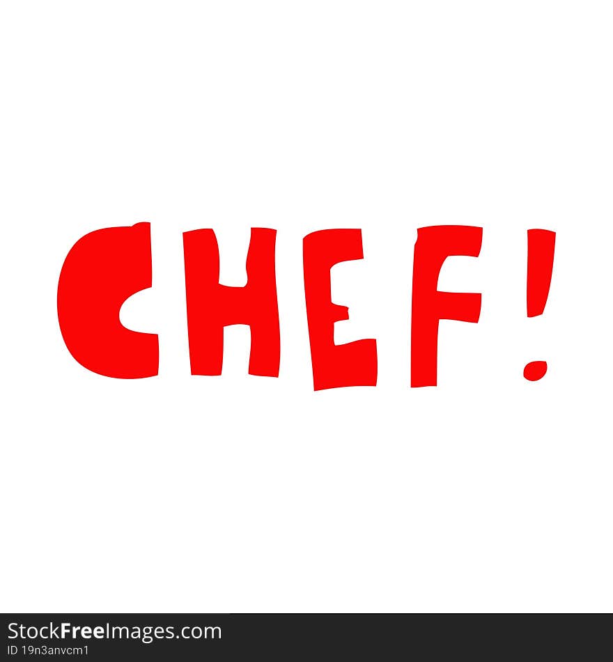 flat color style cartoon word chef