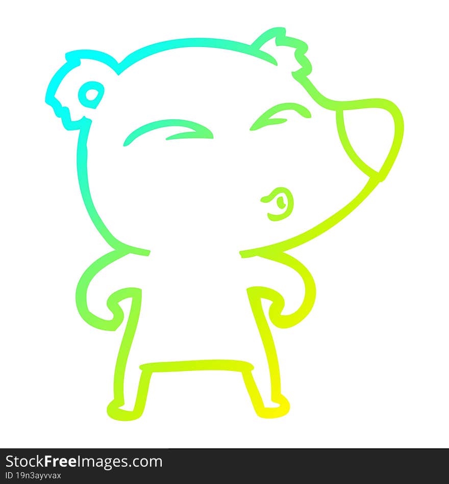 cold gradient line drawing cartoon whistling bear