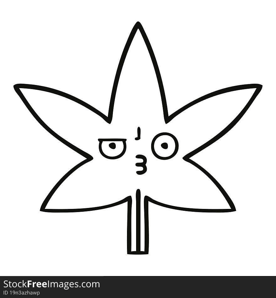 line drawing cartoon marijuana leaf