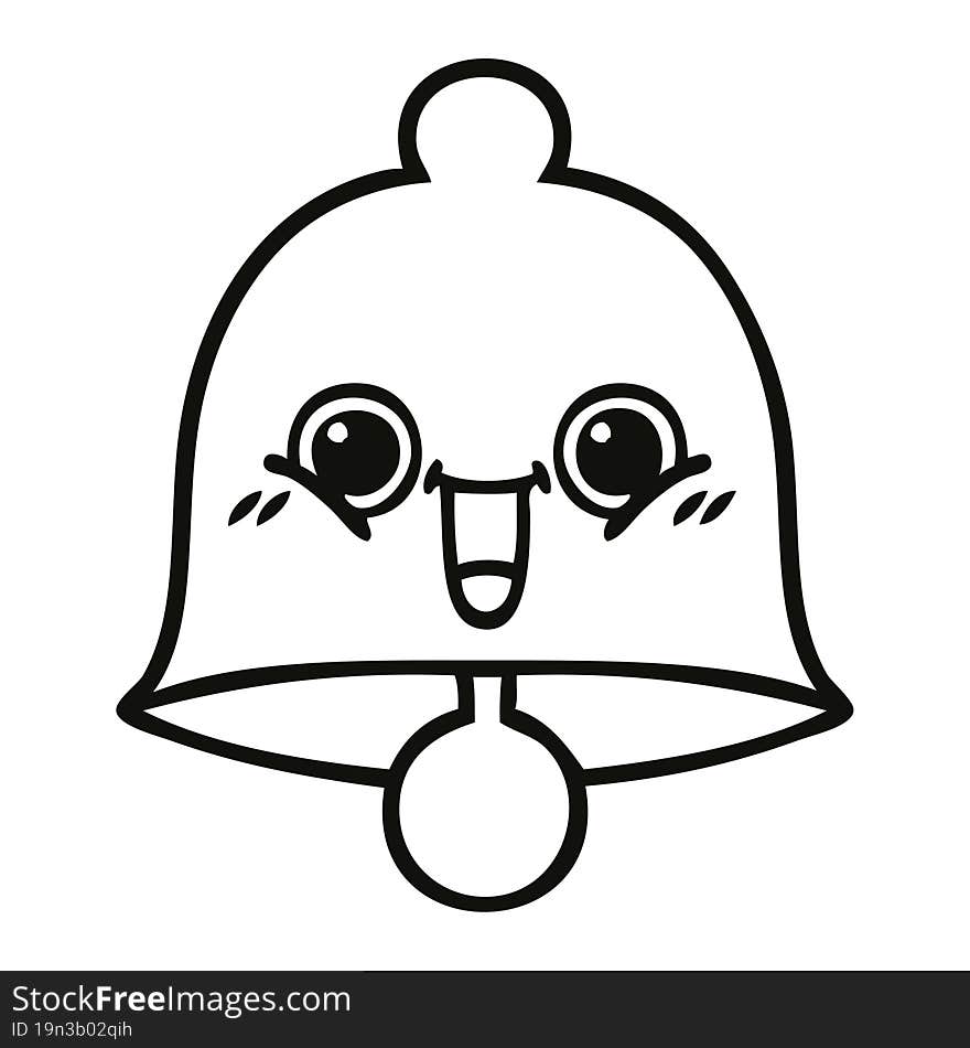 line drawing cartoon of a bell. line drawing cartoon of a bell