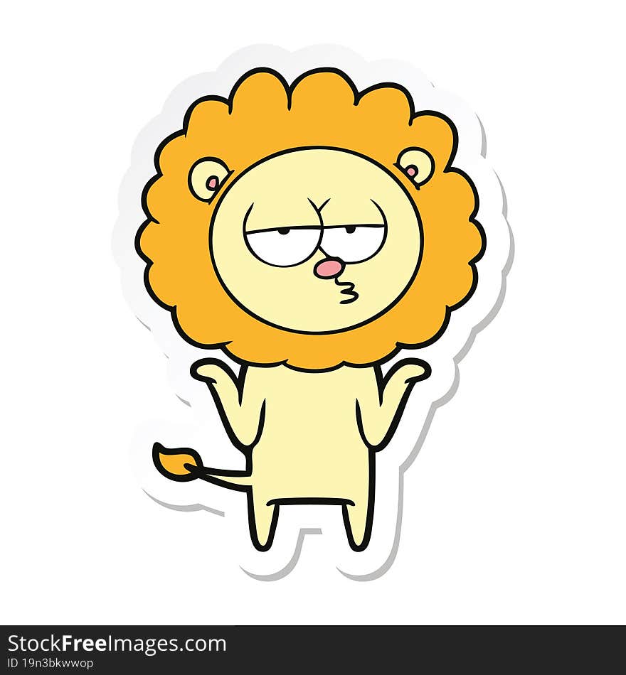 Sticker Of A Cartoon Bored Lion