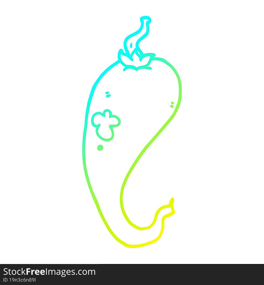 Cold Gradient Line Drawing Cartoon Chili Pepper