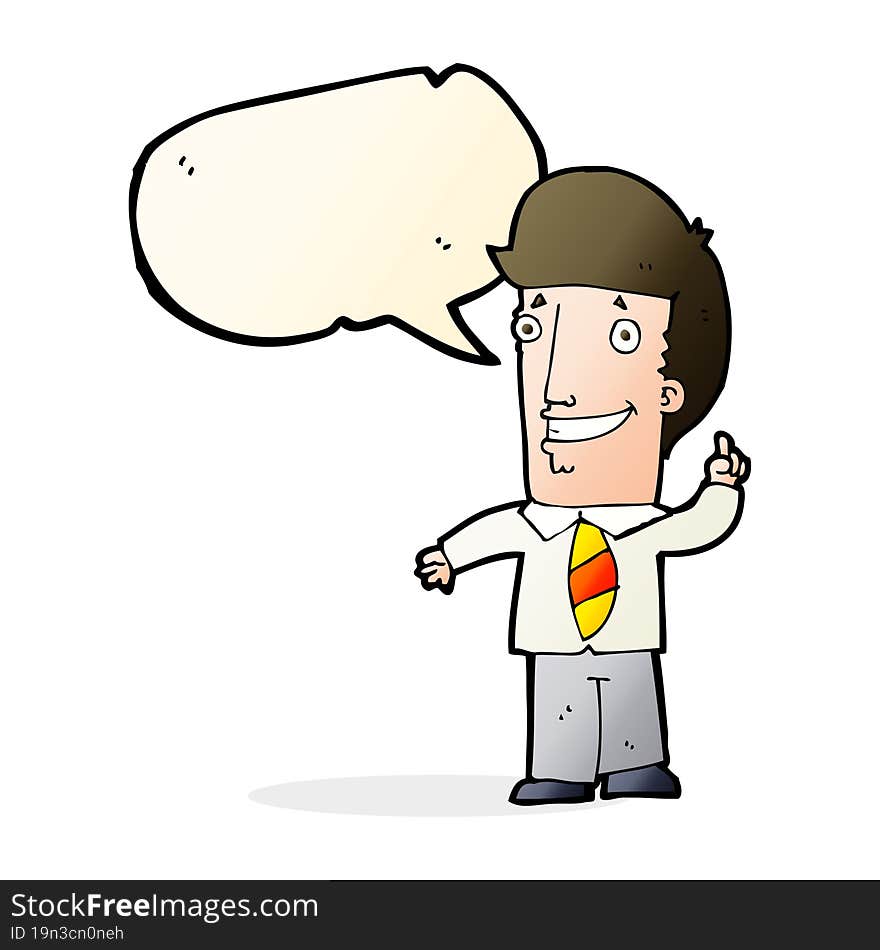 cartoon office man with idea with speech bubble