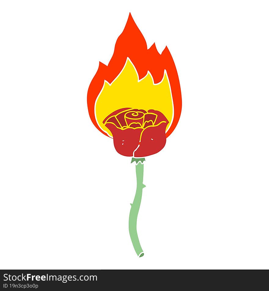 flat color style cartoon flaming rose