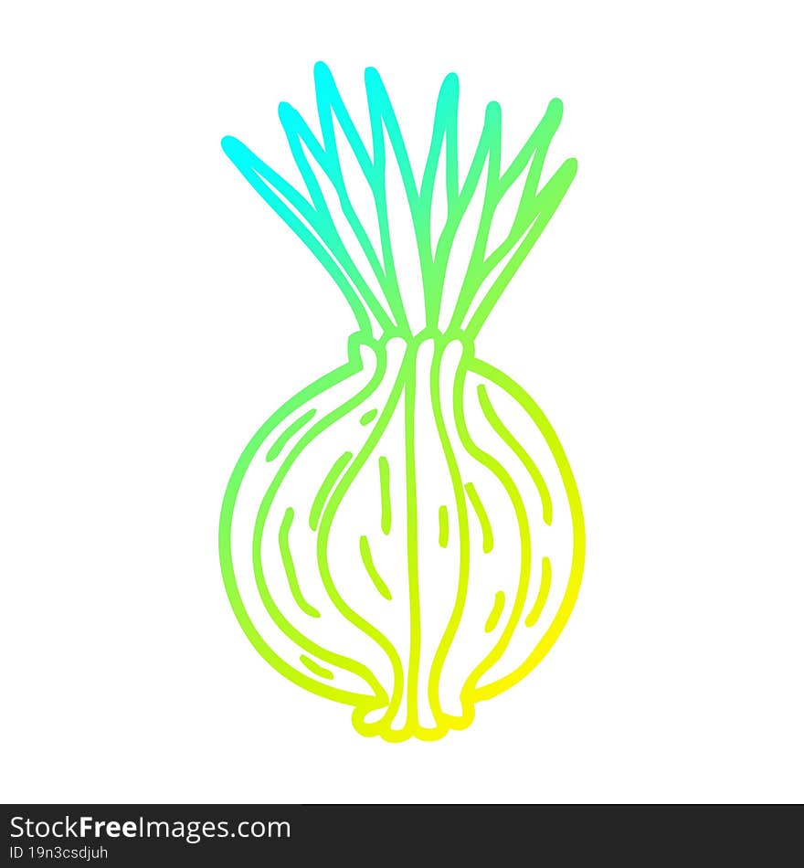 cold gradient line drawing of a cartoon sprouting onion