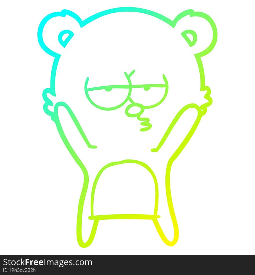 cold gradient line drawing bored bear cartoon