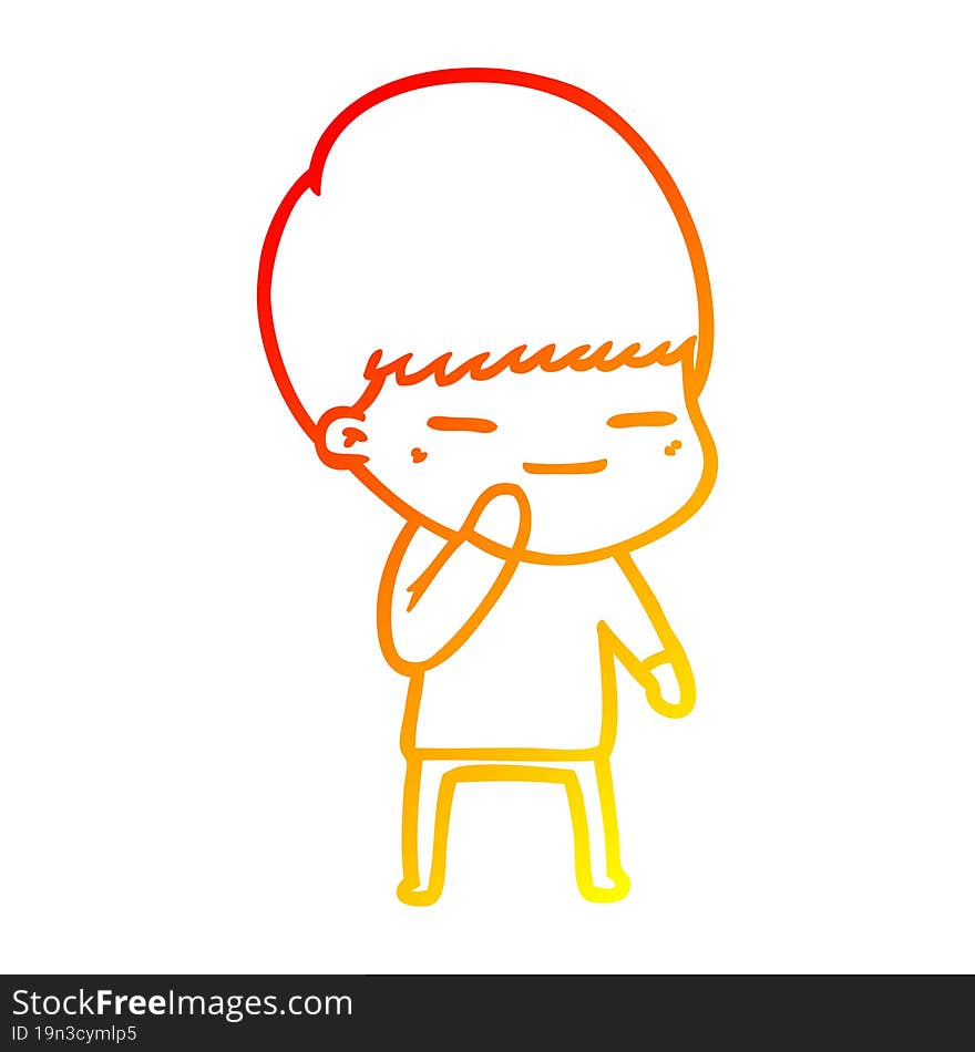 Warm Gradient Line Drawing Cartoon Smug Boy