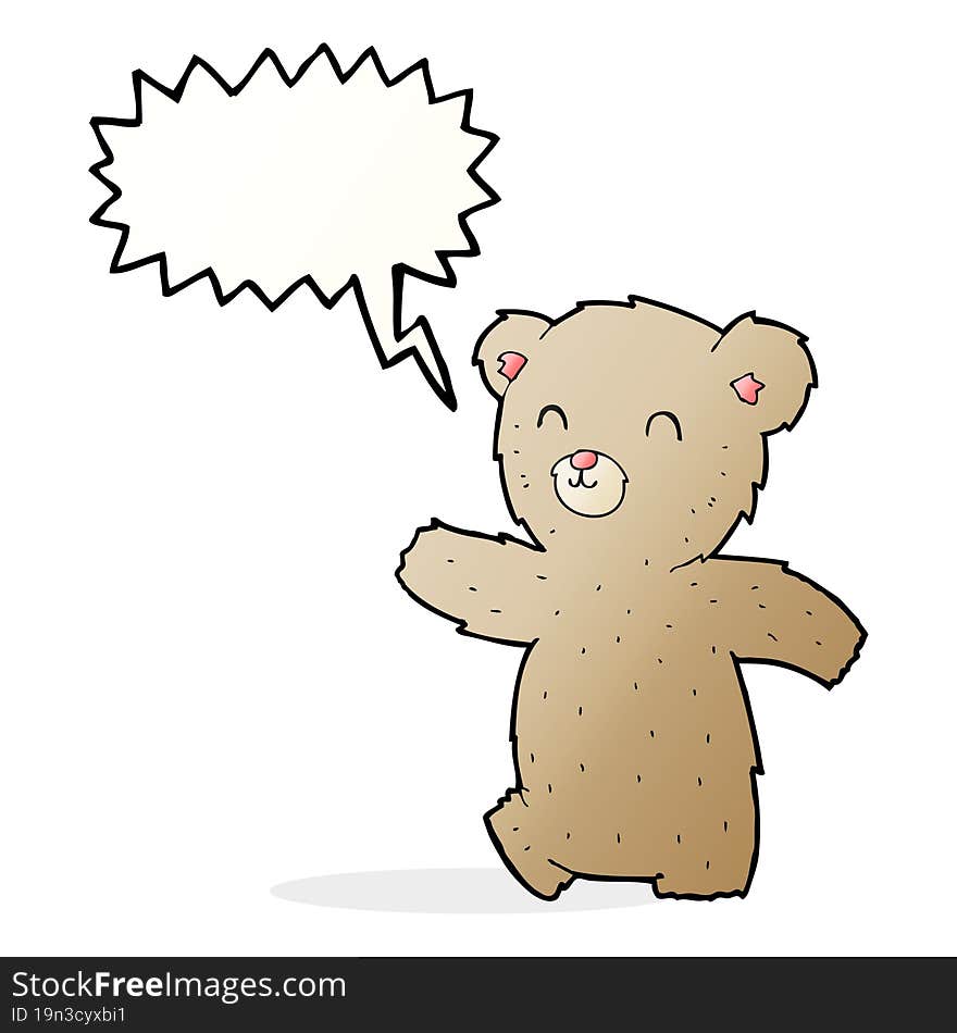 cute cartoon teddy bear with speech bubble