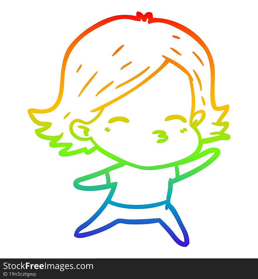 rainbow gradient line drawing of a cartoon woman