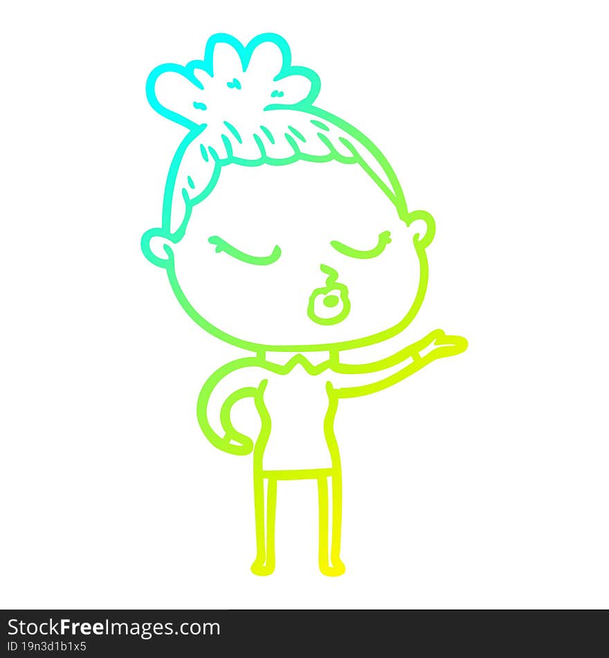 cold gradient line drawing cartoon calm woman