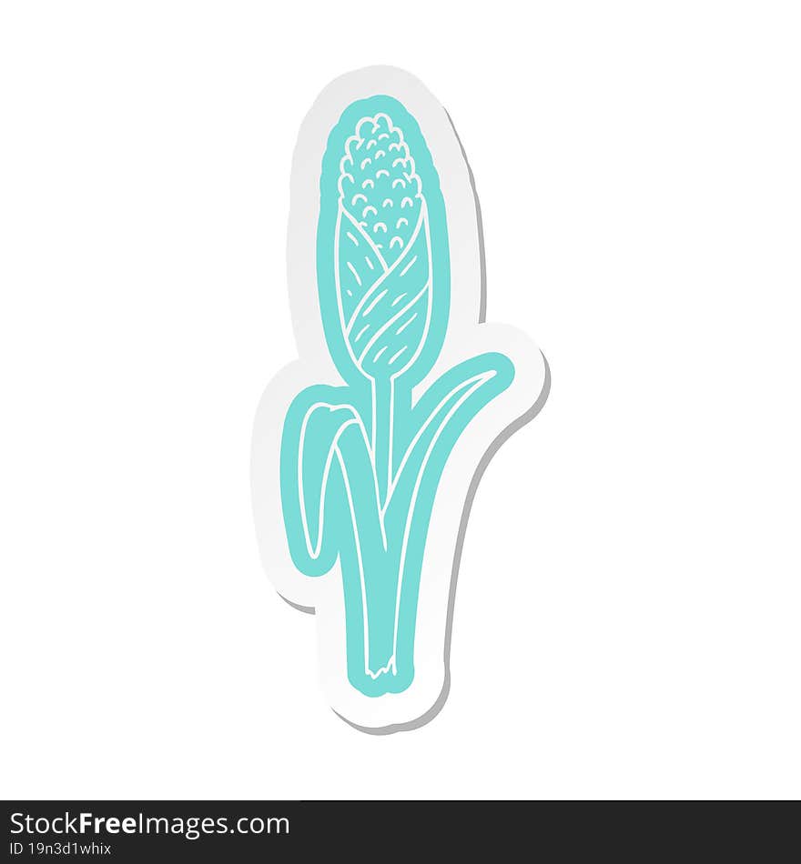 Cartoon Sticker Of Fresh Corn On The Cob