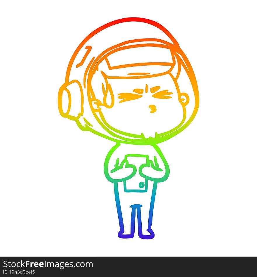 rainbow gradient line drawing cartoon stressed astronaut