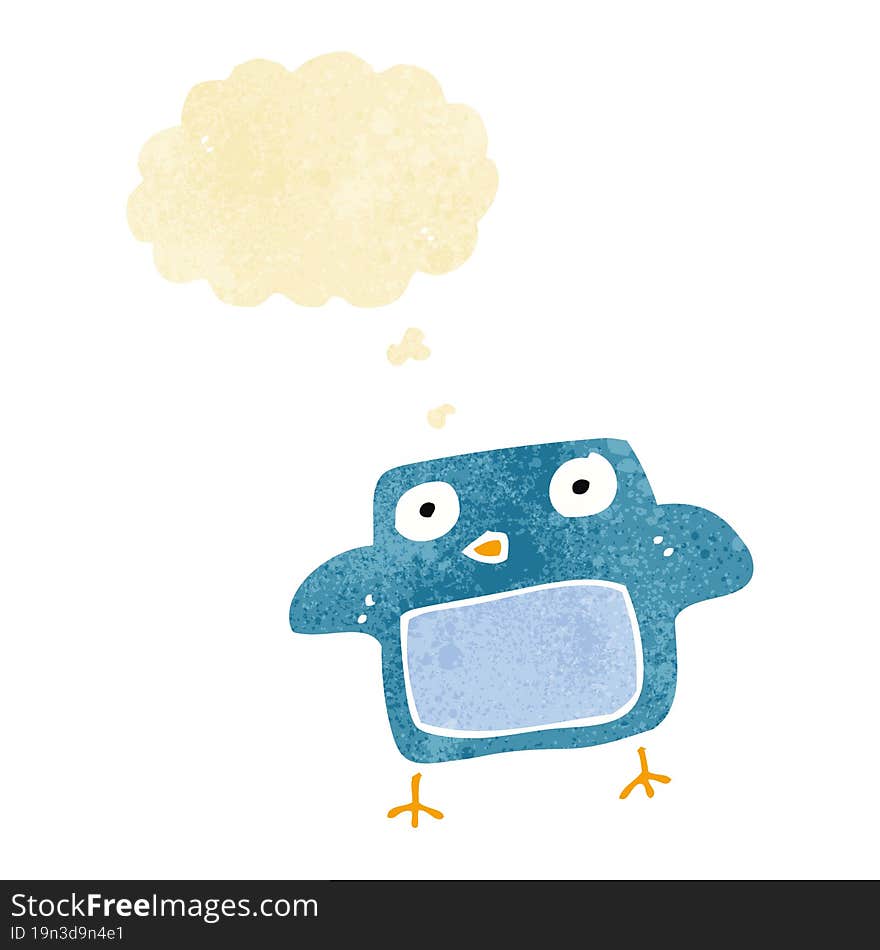 cartoon bird with thought bubble