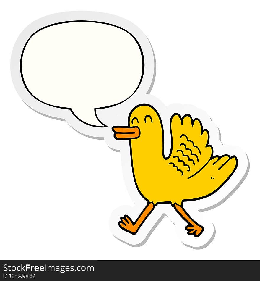 cartoon duck and speech bubble sticker