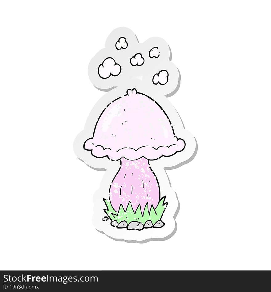 retro distressed sticker of a cartoon toadstool