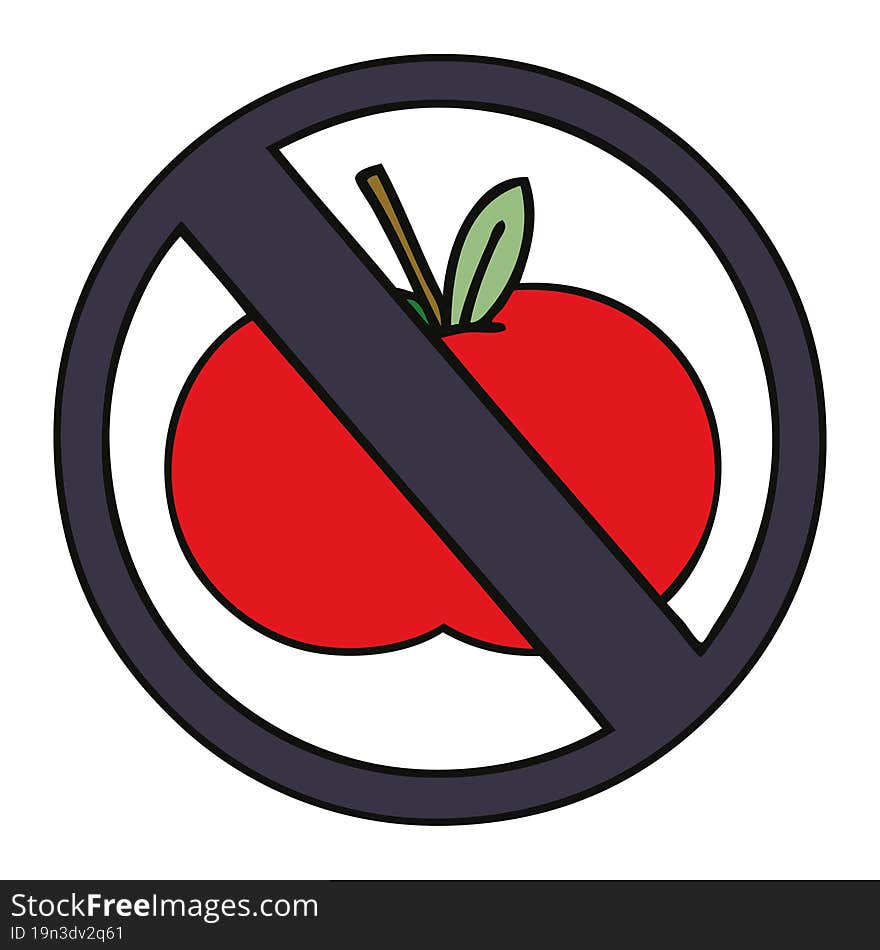 cute cartoon no food allowed sign