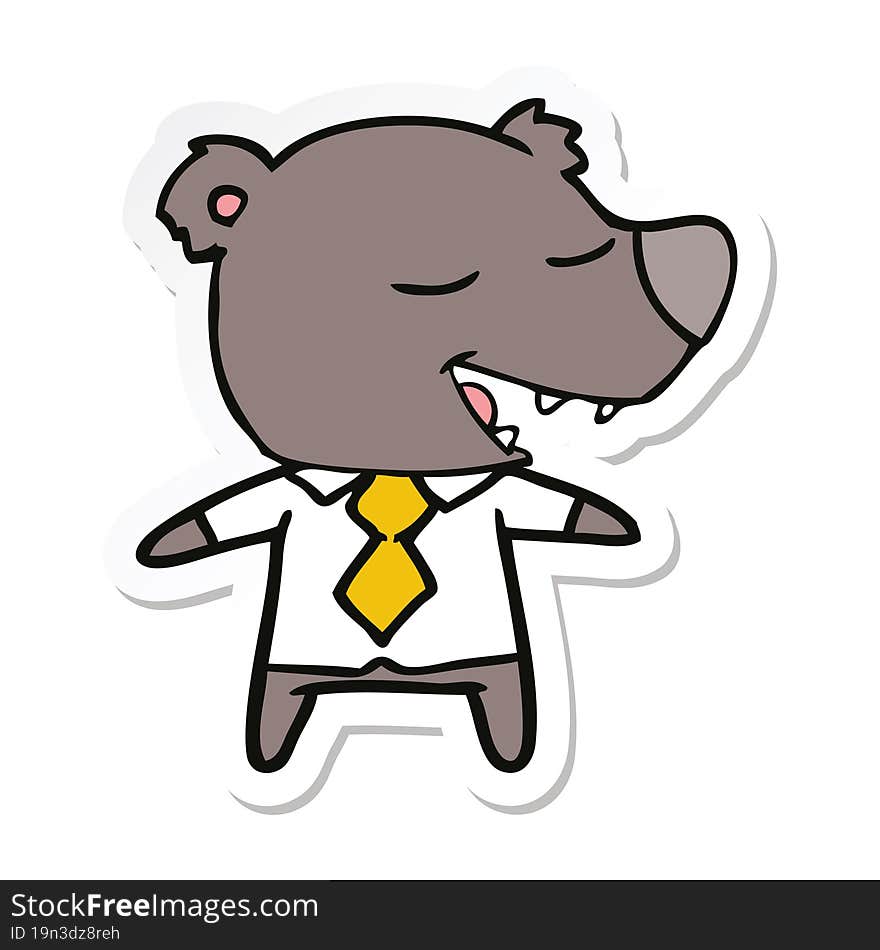 sticker of a cartoon bear wearing shirt and tie