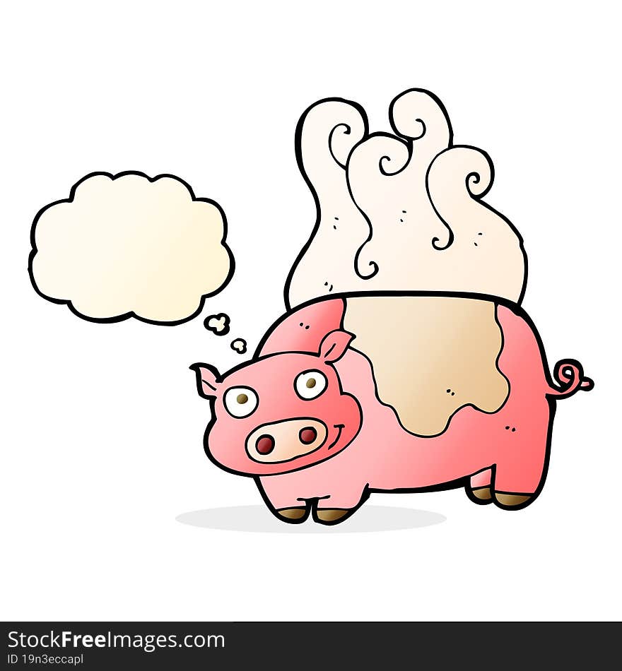 cartoon pig with thought bubble